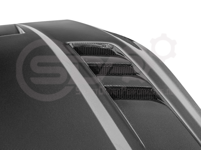 2024-Up Ford Mustang S650 | Terminator Style CARBON FIBER Front Vented Hood